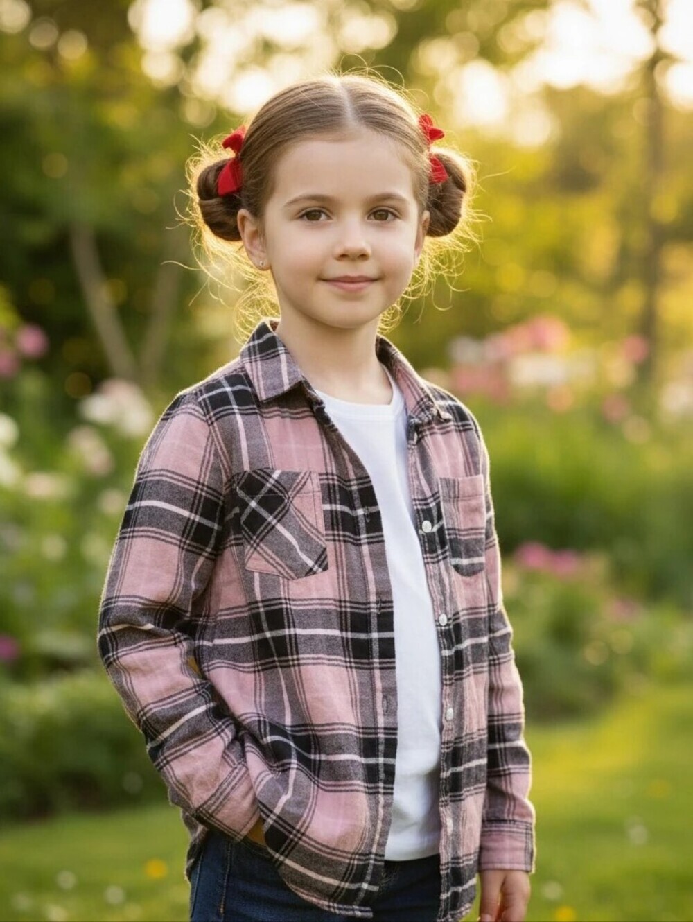 H&M Plaid Button Down Plaid Cotton Blouse